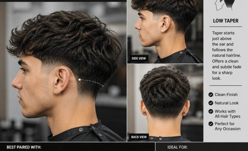 Low Taper Haircut for Straight Hair